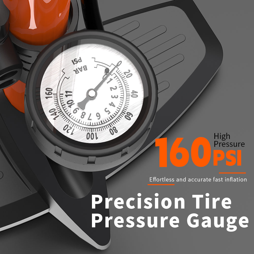 361° YQ-6432N 160PSI High Pressure Bike Floor Pump with Gauge