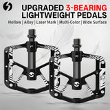 361 ° MTB Flat Pedals Mountain Bike Pedals, 3 Bearings CNC Adult Road Bike Pedals, Bicycle Platform Aluminum Alloy Non-Slip Pedal  9/16"