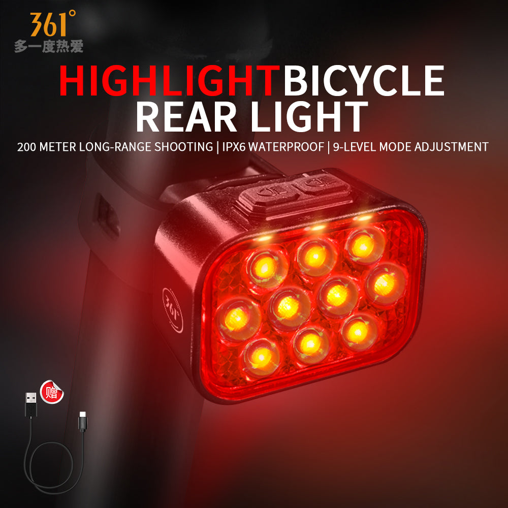 10 LED 8+9 Modes Rechargeable Bike Taillight