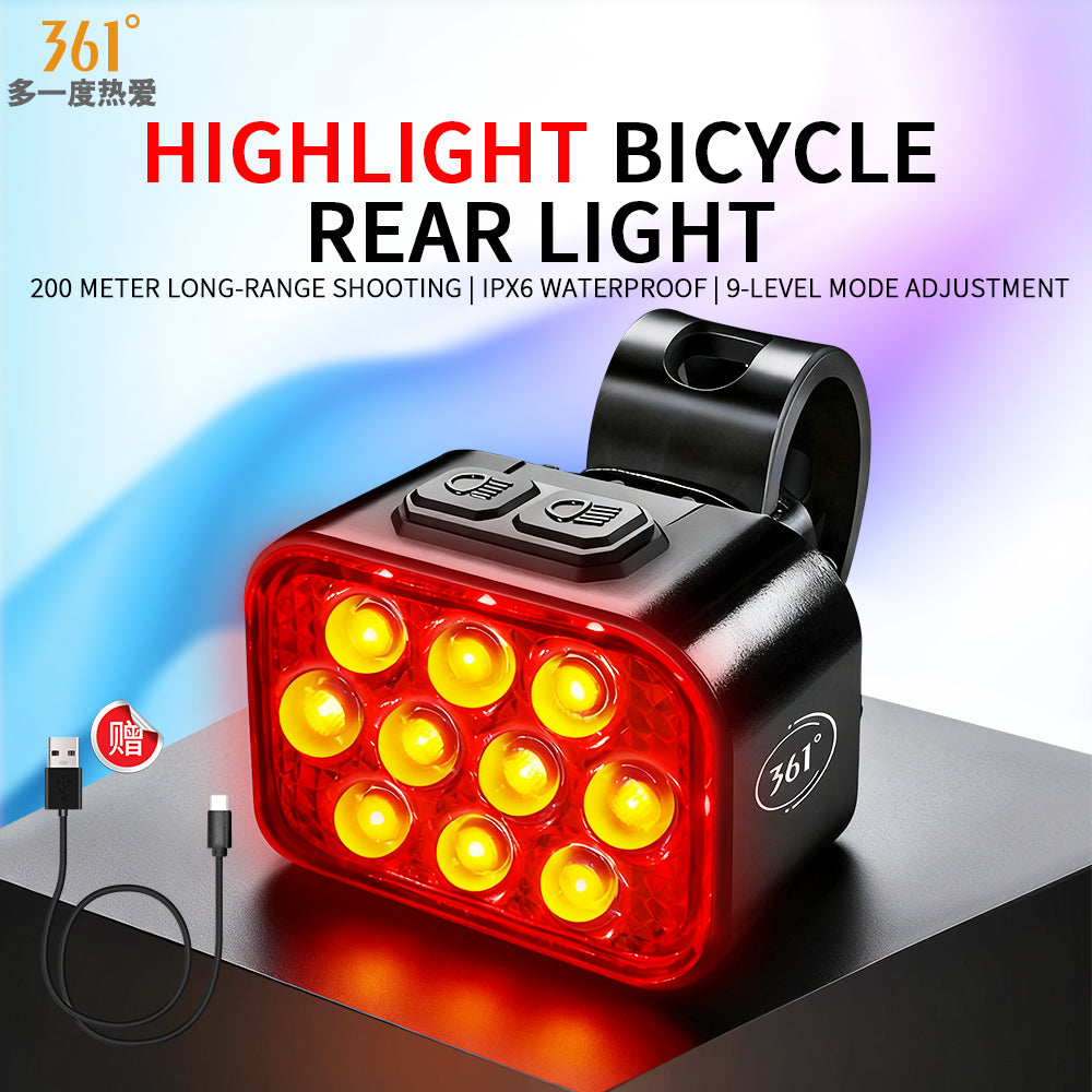 10 LED 8+9 Modes Rechargeable Bike Taillight
