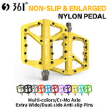 361 ° Mountain Bike Pedals MTB Pedals Flat, Adult Bicycle Road Bike Large Platform Nylon Non-Slip Pedal for Gravel Bike/Hybrid Bike 9/16"