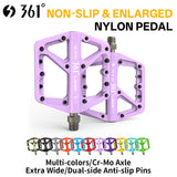 361 ° Mountain Bike Pedals MTB Pedals Flat, Adult Bicycle Road Bike Large Platform Nylon Non-Slip Pedal for Gravel Bike/Hybrid Bike 9/16"