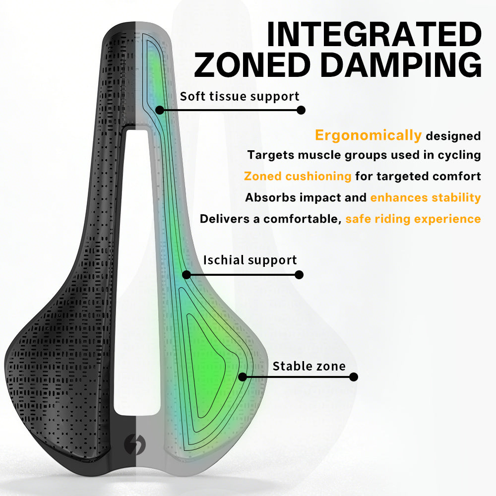 361° YQ-GS800 3D Printed Bike Saddle - Bicycle Nylon 143 2455 mm Bike Seat for Road Bike Mountain Bike Cycling - MTB Gravel Bike Men Women Comfortable Saddles