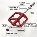 361 ° Mountain Bike Pedals MTB Pedals Flat, Adult Bicycle Road Bike Large Platform Nylon Non-Slip Pedal for Gravel Bike/Hybrid Bike 9/16"