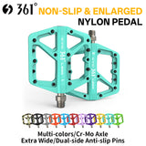 361 ° Mountain Bike Pedals MTB Pedals Flat, Adult Bicycle Road Bike Large Platform Nylon Non-Slip Pedal for Gravel Bike/Hybrid Bike 9/16"