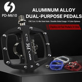361 °  Mountain Bike Pedals PD-M680 Clip in Clipless Flat Combo Dual Sided - Road Bike MTB Sealed Bearing Bicycle Clips Pedal Compatible with Shimano SPD Cleats