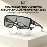 361° Photochromic Cycling Sunglasses for Men Women, Fit Over Prescription Glasses, Myopia Overglasses with Automatic Color Changing Lens, Lightweight Large Frame Sport Eyewear for Riding, Running