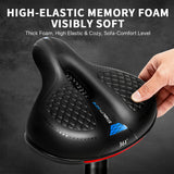 361° Comfortable Bike Seat Cushion for Men Women Wide Bicycle Saddle Soft Memory Foam Padded Replacement Seats Fit for Peloton, Exercise Bikes, Ebike,Cruiser