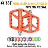 361 ° Mountain Bike Pedals MTB Pedals Flat, Adult Bicycle Road Bike Large Platform Nylon Non-Slip Pedal for Gravel Bike/Hybrid Bike 9/16"