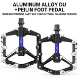 361° Wide Platform Bike Pedals, Aluminum Alloy Flat Pedals with Anti-Slip Pins, Smooth DU+Peilin Bearing System, Lightweight & Durable Design for MTB, Mountain, Commuter & Road Biking