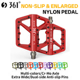 361 ° Mountain Bike Pedals MTB Pedals Flat, Adult Bicycle Road Bike Large Platform Nylon Non-Slip Pedal for Gravel Bike/Hybrid Bike 9/16"
