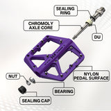 361 ° Mountain Bike Pedals MTB Pedals Flat, Adult Bicycle Road Bike Large Platform Nylon Non-Slip Pedal for Gravel Bike/Hybrid Bike 9/16"