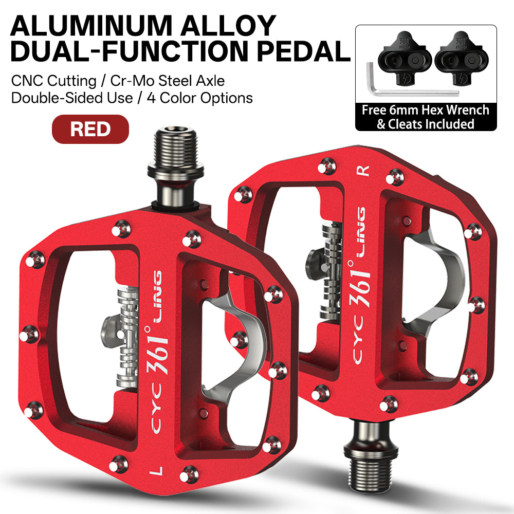 361 °  Mountain Bike Pedals PD-M680 Clip in Clipless Flat Combo Dual Sided - Road Bike MTB Sealed Bearing Bicycle Clips Pedal Compatible with Shimano SPD Cleats