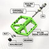 361 ° Mountain Bike Pedals MTB Pedals Flat, Adult Bicycle Road Bike Large Platform Nylon Non-Slip Pedal for Gravel Bike/Hybrid Bike 9/16"