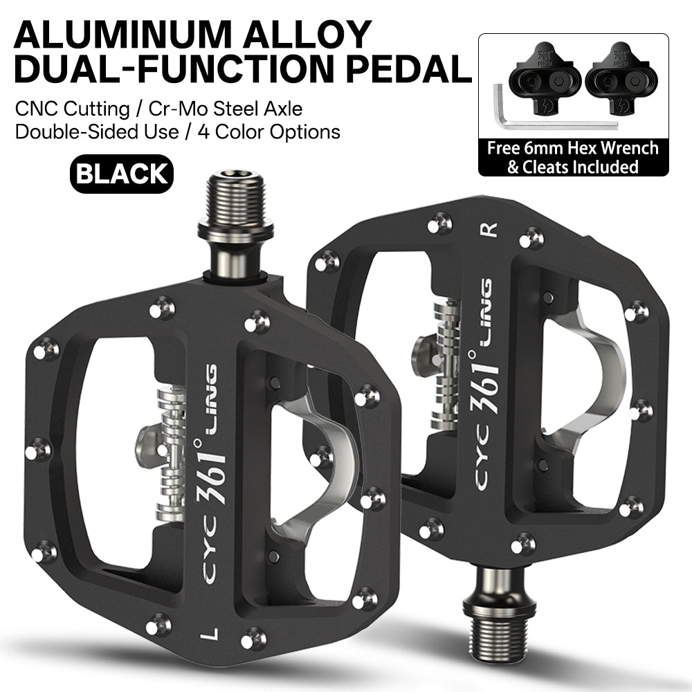 361 °  Mountain Bike Pedals PD-M680 Clip in Clipless Flat Combo Dual Sided - Road Bike MTB Sealed Bearing Bicycle Clips Pedal Compatible with Shimano SPD Cleats