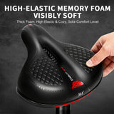 361° Comfortable Bike Seat Cushion for Men Women Wide Bicycle Saddle Soft Memory Foam Padded Replacement Seats Fit for Peloton, Exercise Bikes, Ebike,Cruiser