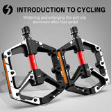 361° Wide Platform Bike Pedals, Aluminum Alloy Flat Pedals with Anti-Slip Pins, Smooth DU+Peilin Bearing System, Lightweight & Durable Design for MTB, Mountain, Commuter & Road Biking