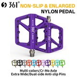 361 ° Mountain Bike Pedals MTB Pedals Flat, Adult Bicycle Road Bike Large Platform Nylon Non-Slip Pedal for Gravel Bike/Hybrid Bike 9/16"