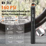 361° YQ-MBP-02 Mini Portable Air Pump With Spring Pressure Gauge 160PSI