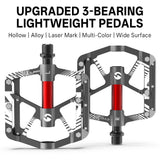 361 ° MTB Flat Pedals Mountain Bike Pedals, 3 Bearings CNC Adult Road Bike Pedals, Bicycle Platform Aluminum Alloy Non-Slip Pedal  9/16"