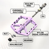 361 ° Mountain Bike Pedals MTB Pedals Flat, Adult Bicycle Road Bike Large Platform Nylon Non-Slip Pedal for Gravel Bike/Hybrid Bike 9/16"