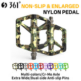 361 ° Mountain Bike Pedals MTB Pedals Flat, Adult Bicycle Road Bike Large Platform Nylon Non-Slip Pedal for Gravel Bike/Hybrid Bike 9/16"