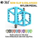361 ° Mountain Bike Pedals MTB Pedals Flat, Adult Bicycle Road Bike Large Platform Nylon Non-Slip Pedal for Gravel Bike/Hybrid Bike 9/16"