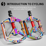 361° Wide Platform Bike Pedals, Aluminum Alloy Flat Pedals with Anti-Slip Pins, Smooth DU+Peilin Bearing System, Lightweight & Durable Design for MTB, Mountain, Commuter & Road Biking