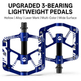 361 ° MTB Flat Pedals Mountain Bike Pedals, 3 Bearings CNC Adult Road Bike Pedals, Bicycle Platform Aluminum Alloy Non-Slip Pedal  9/16"