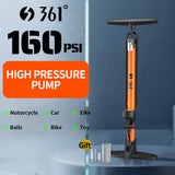361° YQ-6432N 160PSI High Pressure Bike Floor Pump with Gauge