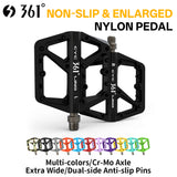 361 ° Mountain Bike Pedals MTB Pedals Flat, Adult Bicycle Road Bike Large Platform Nylon Non-Slip Pedal for Gravel Bike/Hybrid Bike 9/16"