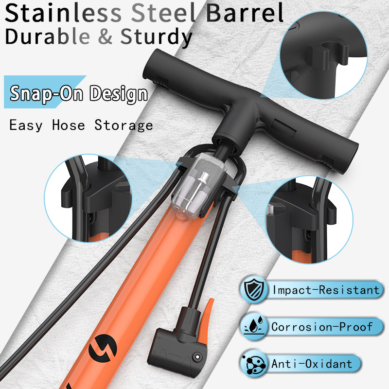 361° YQ-32QB 160PSI High Pressure Bike Floor Pump with Gauge