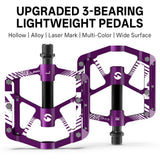 361 ° MTB Flat Pedals Mountain Bike Pedals, 3 Bearings CNC Adult Road Bike Pedals, Bicycle Platform Aluminum Alloy Non-Slip Pedal  9/16"