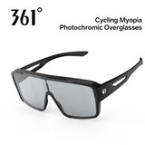 361° Photochromic Cycling Sunglasses for Men Women, Fit Over Prescription Glasses, Myopia Overglasses with Automatic Color Changing Lens, Lightweight Large Frame Sport Eyewear for Riding, Running