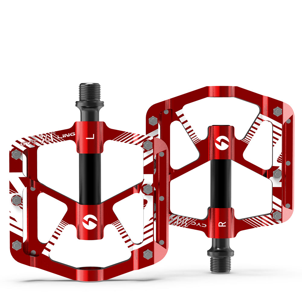 361 ° MTB Flat Pedals Mountain Bike Pedals, 3 Bearings CNC Adult Road Bike Pedals, Bicycle Platform Aluminum Alloy Non-Slip Pedal  9/16"