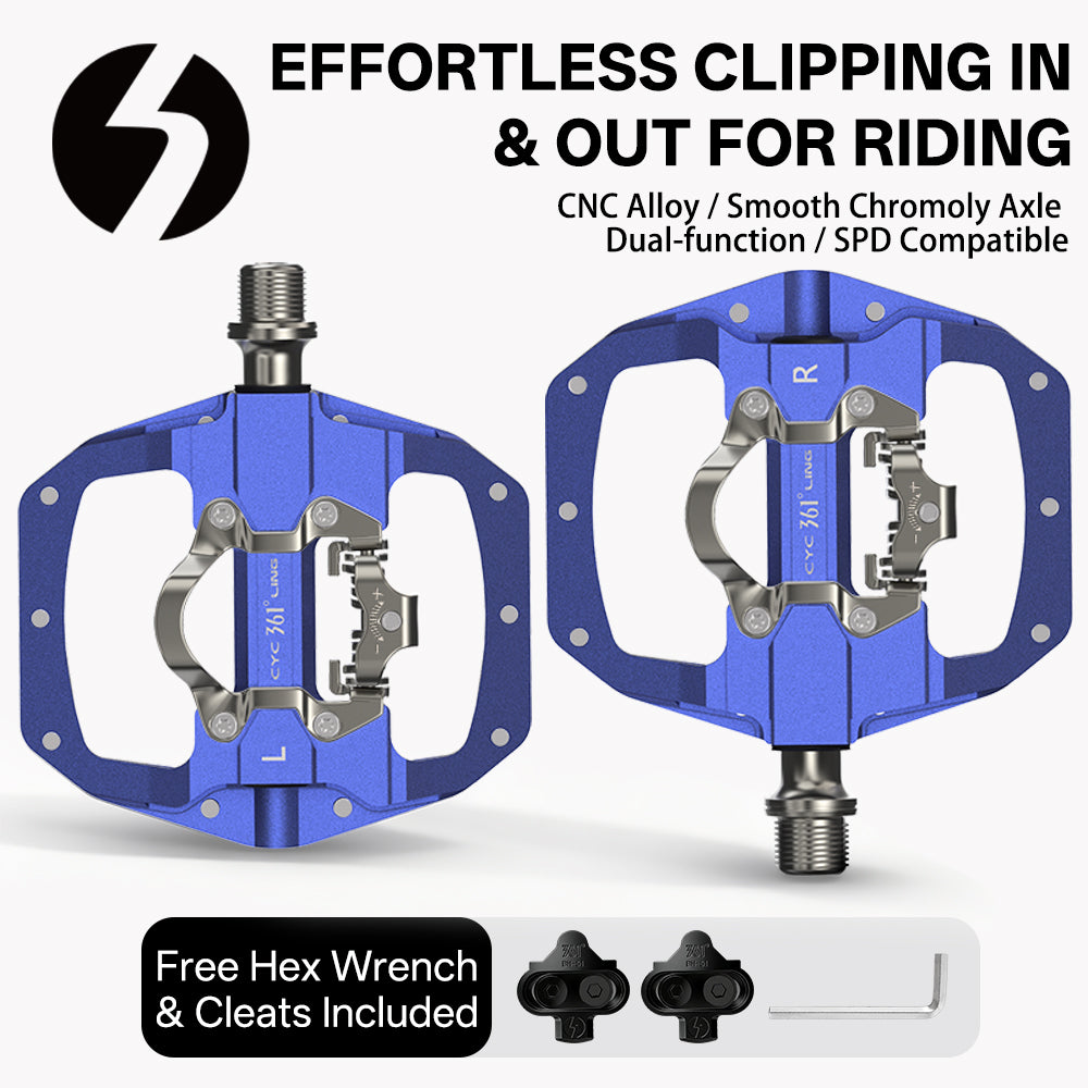 361 °  Mountain Bike Pedals PD-M680 Clip in Clipless Flat Combo Dual Sided - Road Bike MTB Sealed Bearing Bicycle Clips Pedal Compatible with Shimano SPD Cleats