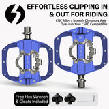 361 °  Mountain Bike Pedals PD-M680 Clip in Clipless Flat Combo Dual Sided - Road Bike MTB Sealed Bearing Bicycle Clips Pedal Compatible with Shimano SPD Cleats
