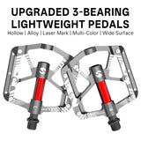 361 ° MTB Flat Pedals Mountain Bike Pedals, 3 Bearings CNC Adult Road Bike Pedals, Bicycle Platform Aluminum Alloy Non-Slip Pedal  9/16"
