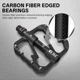 361° Aluminum Alloy Bike Pedals, 3-Bearing Mountain Bike Platform Pedals with Carbon Fiber Bushing & Chromoly Axle, Lightweight Durable Flat Pedals for MTB, Road, Hybrid Bikes