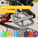 361 ° Mountain Bike Pedals MTB Pedals Flat, Adult Bicycle Road Bike Large Platform Nylon Non-Slip Pedal for Gravel Bike/Hybrid Bike 9/16"