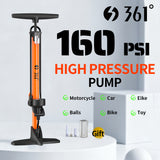361° YQ-6432N 160PSI High Pressure Bike Floor Pump with Gauge