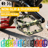 361 ° Mountain Bike Pedals MTB Pedals Flat, Adult Bicycle Road Bike Large Platform Nylon Non-Slip Pedal for Gravel Bike/Hybrid Bike 9/16"