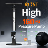 361° YQ-60E 160PSI High Pressure Bike Floor Pump with Gauge