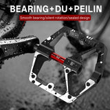 361° Wide Platform Bike Pedals, Aluminum Alloy Flat Pedals with Anti-Slip Pins, Smooth DU+Peilin Bearing System, Lightweight & Durable Design for MTB, Mountain, Commuter & Road Biking