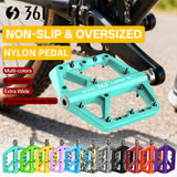 361 ° Mountain Bike Pedals MTB Pedals Flat, Adult Bicycle Road Bike Large Platform Nylon Non-Slip Pedal for Gravel Bike/Hybrid Bike 9/16"