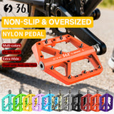 361 ° Mountain Bike Pedals MTB Pedals Flat, Adult Bicycle Road Bike Large Platform Nylon Non-Slip Pedal for Gravel Bike/Hybrid Bike 9/16"