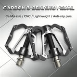 361 ° MTB Flat Pedals Mountain Bike Pedals, 3 Bearings CNC Adult Road Bike Pedals, Bicycle Platform Aluminum Alloy Non-Slip Pedal for Gravel Bike/BMX 9/16"