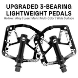 361 ° MTB Flat Pedals Mountain Bike Pedals, 3 Bearings CNC Adult Road Bike Pedals, Bicycle Platform Aluminum Alloy Non-Slip Pedal  9/16"