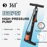 361° YQ-38QB 160PSI High Pressure Floor Pump With Gauge