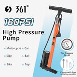 361° YQ-32QB 160PSI High Pressure Bike Floor Pump with Gauge